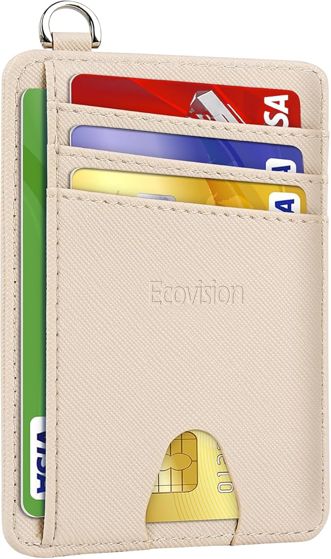 Slim Minimalist Front Pocket Wallet, RFID Blocking Credit Card Holder Wallet with Detachable D-Shackle for Men Women