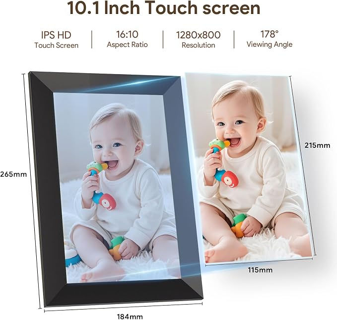 Uhale Digital Picture Frame 10.1, WiFi Digital Photo Frame with App | WiFi app sharing, 10.1-inch HD touch screen, 16GB storage, auto rotate, gift for mom,parents,Grandparents