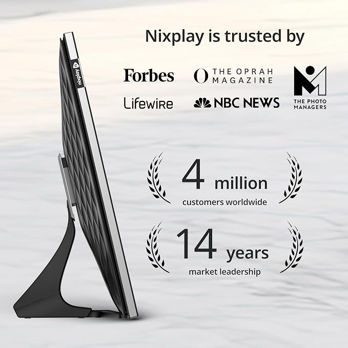 Nixplay Digital Touch Screen Picture Frame with WiFi - 10.1” Photo Frame, Connecting Families & Friends (Black/Silver)