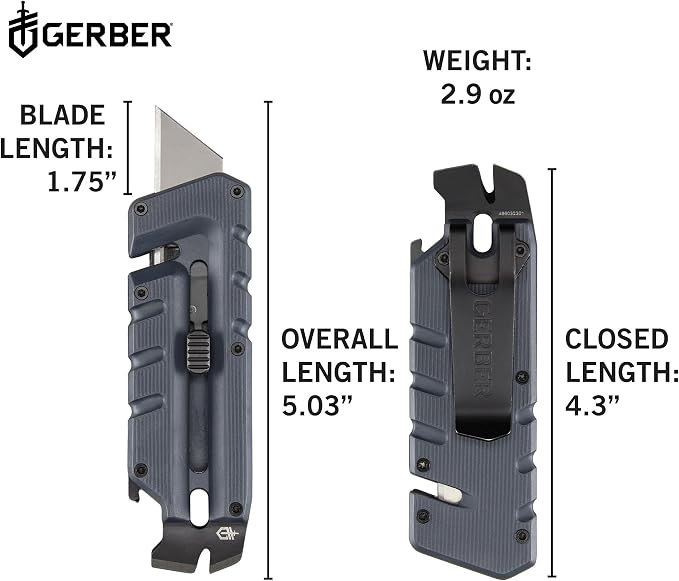 Gerber Prybrid Pocket Knife Multitool 8-in-1 Box Cutter, Bottle Opener,Blue