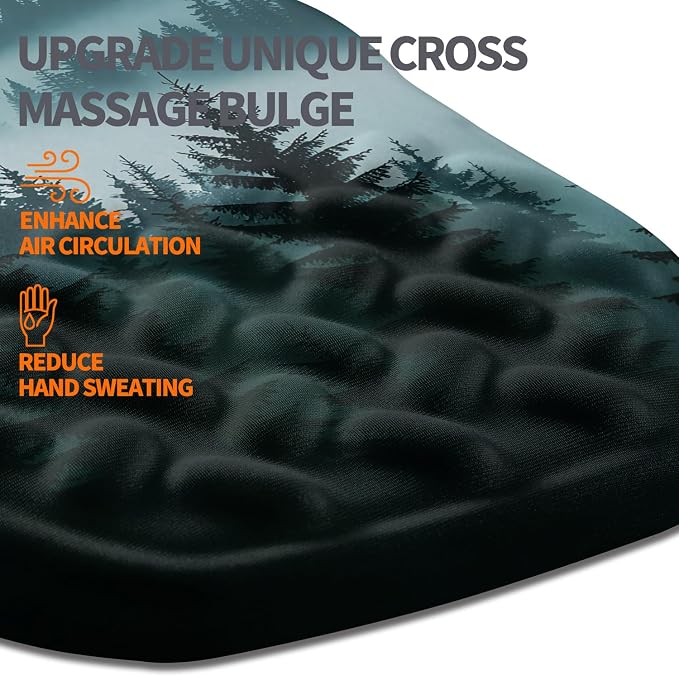 Ergonomic Slope Mouse Pad Wrist Support, Wrist Rest Mousepad for Carpal Tunnel Pain Relief with Massage Bulge and Slow Rebound Memory Foam (12x8 inch, Foggy Forest)
