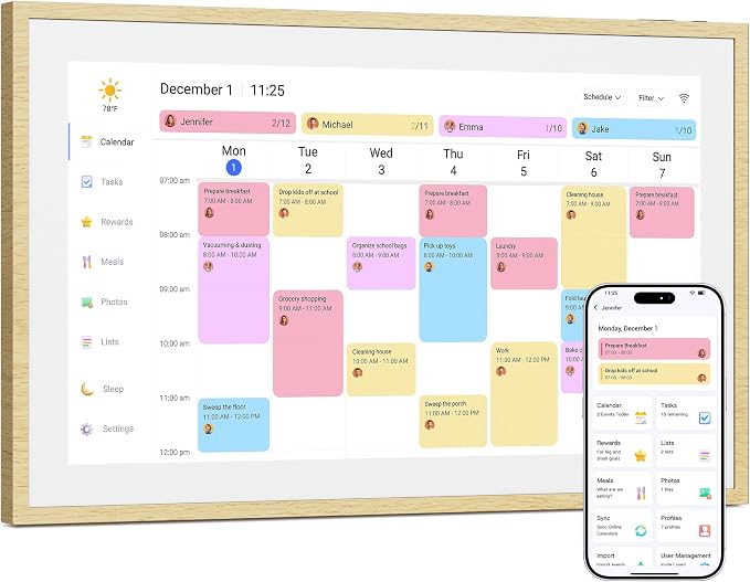 Dragon Touch 21.5 inch Digital Calendar Chore Chart – Digital Picture Frame, Smart Family Planner, Hearth Display Desk Digital Calendar Best Gift for Women, Mom,Christmas, Wedding