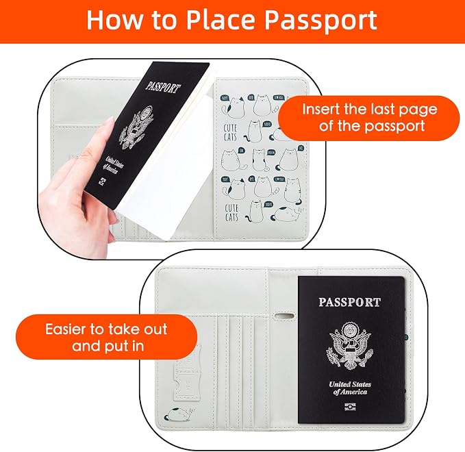 WALNEW Passport Holder for Travel, RFID Passport Cover Wallet for Women Men, PU Leather Passport Book Card Holder Case with Pen, Travelling Essentials for Flying | PU Leather Passport Cover Case with Pen Holder, Travel Must Haves Accessories, Passport ...