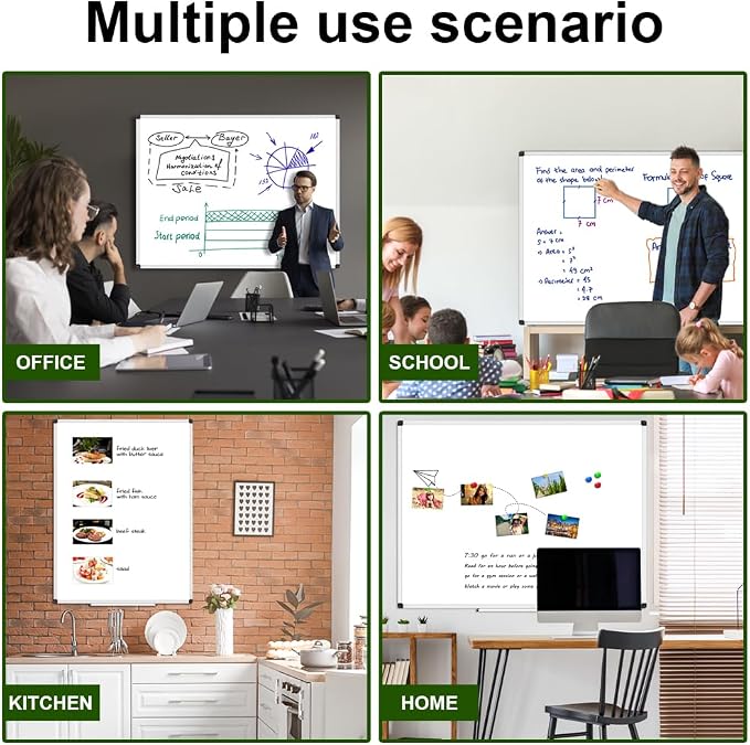 XBoard Porcelain Magnetic Dry Erase Board 36 x 24 Inches | Porcelain Whiteboard with Aluminium Frame 3' x 2' , Enamel White Board for Home School Office