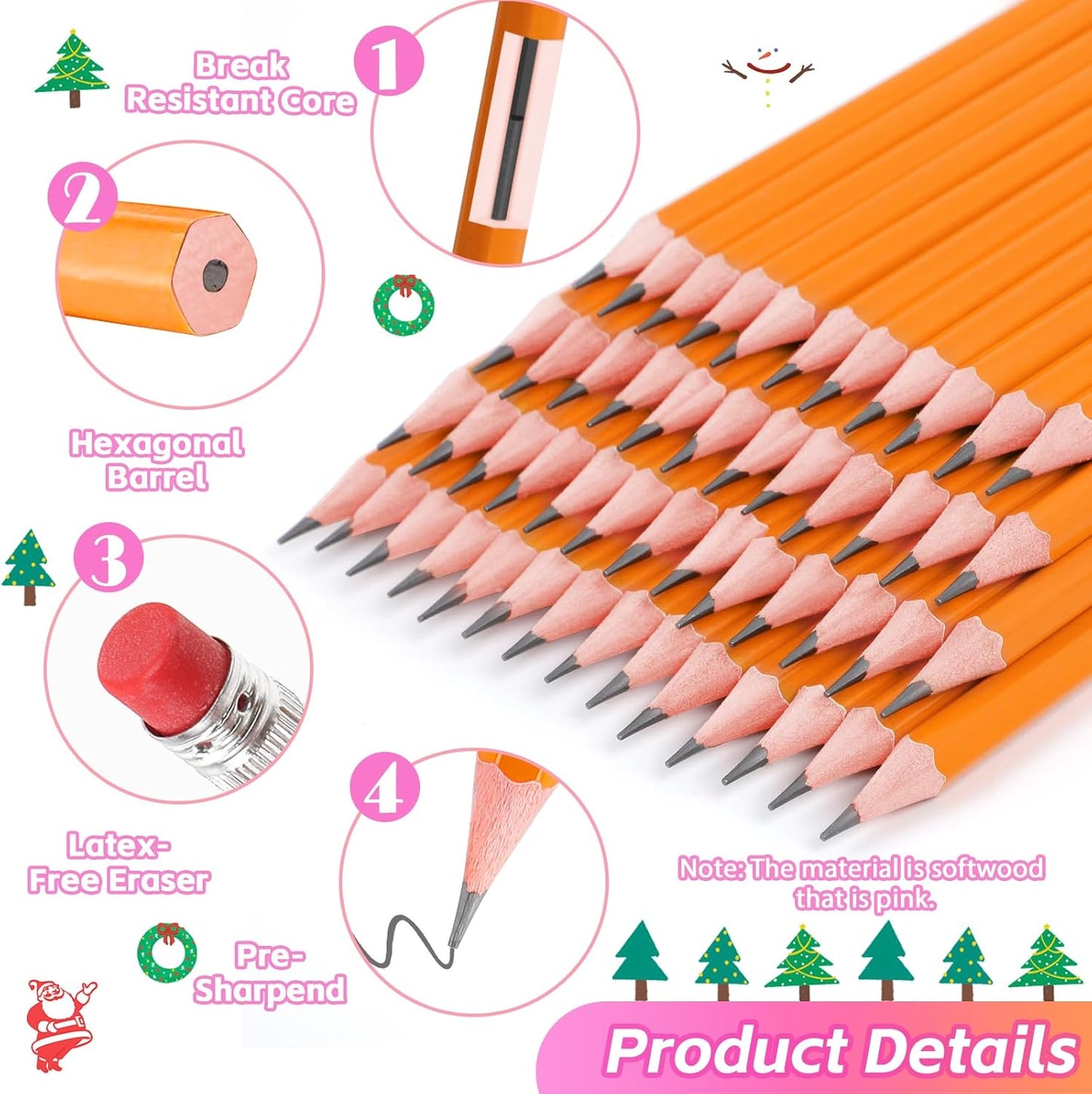 Back to School Supplies, 50 Pack Pre-Sharpened #2 Pencils with Erasers, Bulk Pack Yellow Graphite Pencils for School Classroom Teacher Desk Supplies, No 2 HB Pencil for Writing Drawing Sketching Gifts