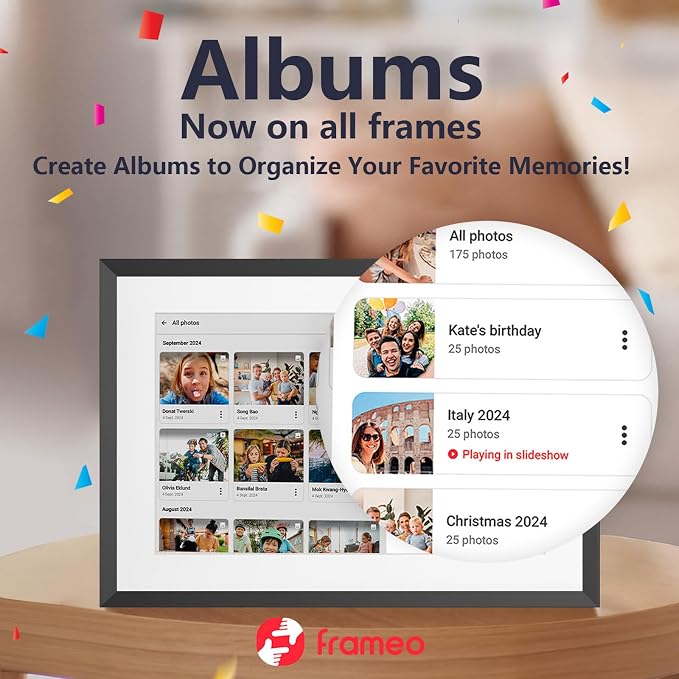 32GB FRAMEO 10.1 Inch Smart WiFi Digital Photo Frame 1280x800 IPS LCD Touch Screen, Auto-Rotate Portrait and Landscape, Share Moments Instantly via Frameo App from Anywhere