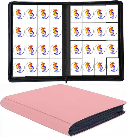 Trading Card Binder 16 Pocket, 1664 Pockets Ringless PU Cover Card Collection Binder, Double Sided Card Binder Collector Album, Card Folder for MTG, TCG, Sports Cards, Game Card (Pink, 16Pockets)