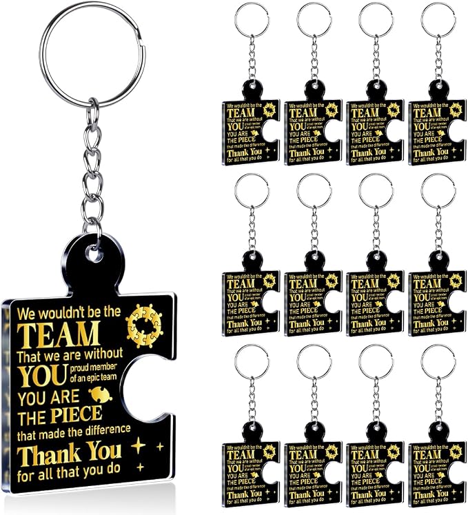 Team Appreciation Gifts Bulk Thank You Keychains for Coworkers | Gift Set for Employee, Staff, Teachers, Teamwork Puzzle Piece Keyring, Acrylic