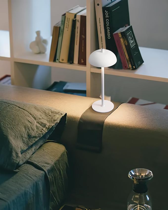 12" Cordless Table Lamps Set of 2, White Modern Portable Desk Lamp | LED, 3 Color Dimming, Rechargeable, Battery Operated Lights for Bedroom, Outdoor, Restaurant, Bedside, Night Light, Gifts