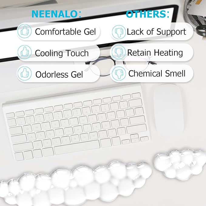 Gel Cloud Wrist Rest Keyboard, Cute Wrist Rest for Computer Keyboard, Clear | Ergonomic Keyboard Wrist Rest and Soft Mouse Wrist Rest, Pain Relief, Suitable for Office, Home, Computer, Laptop, Gaming