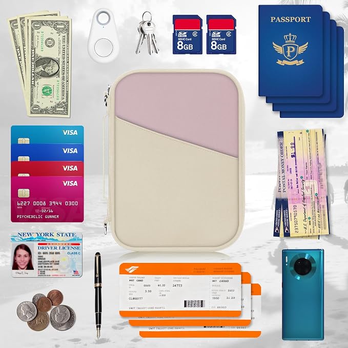 Family Passport Holder for Travel with RFID Blocking, Traveling Essentials Organizer Pouch Bag, Light Passport Wallet for Travel Must Haves Accessories for Women Men