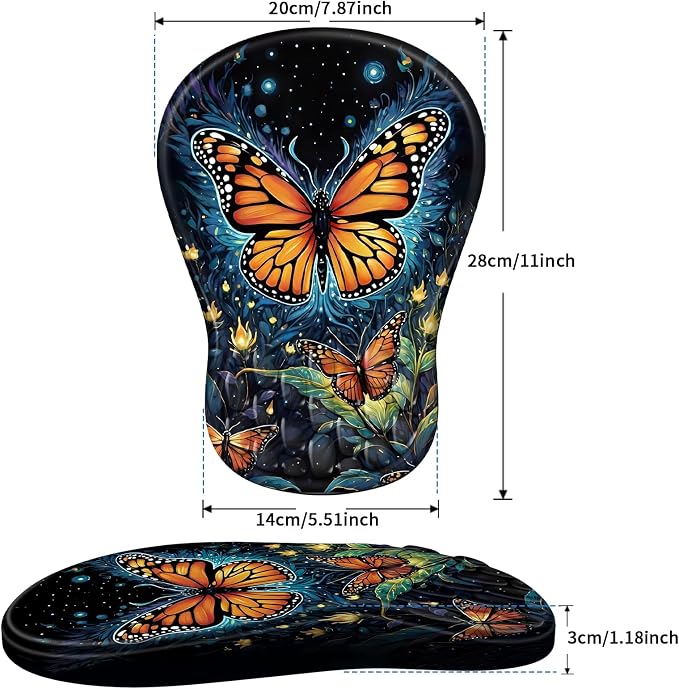 YIWEI Ergonomic Mouse Pad with Wrist Rest for Carpal Tunnel Pain Relief | Memory Foam Wrist Support,Non-Slip Rubber Base, Keyboard Computer Mousepad,Lycra Cloth Surface,Gaming Home Office