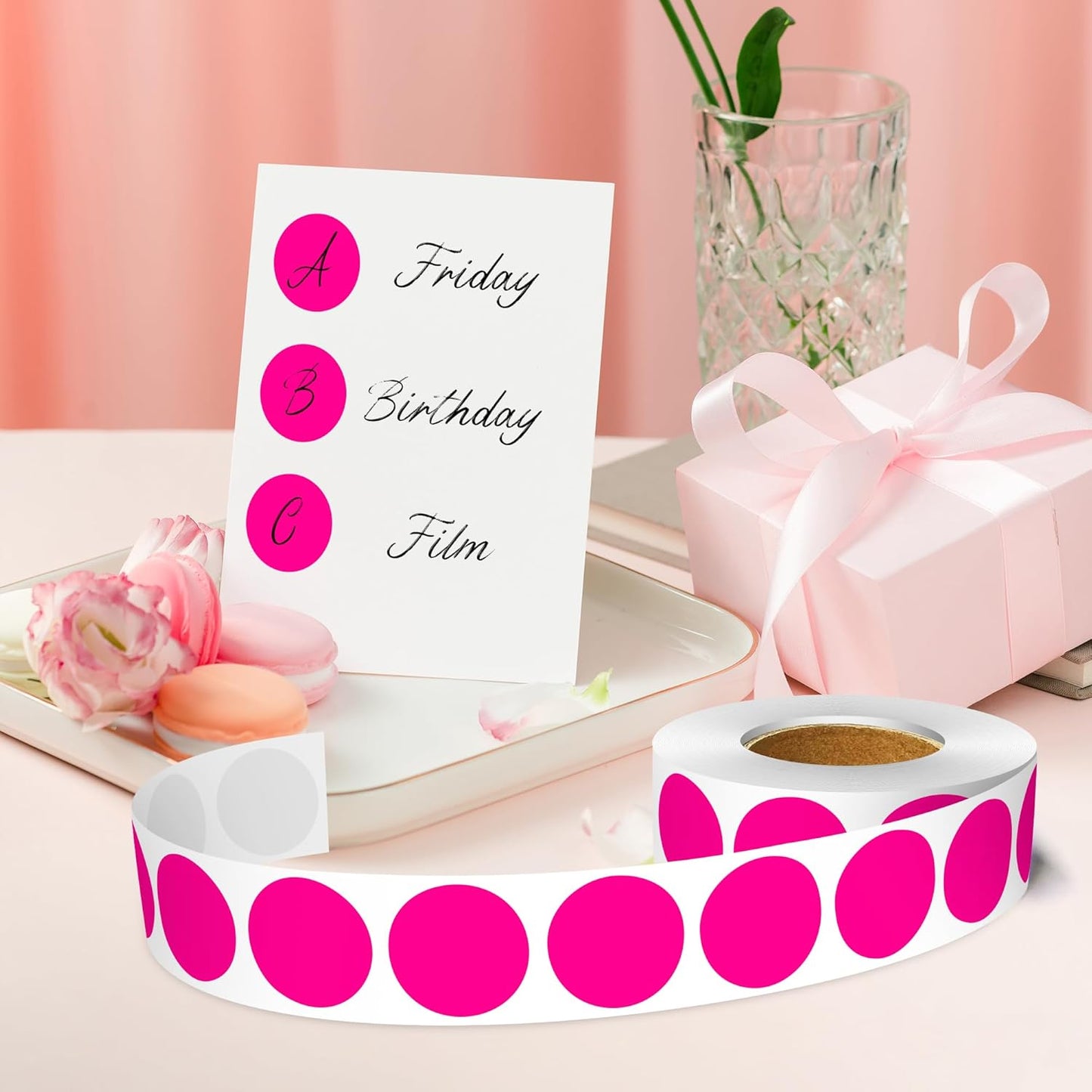 1 Inch Round Color Coding Labels, 1000 PCS Per Roll Fluorescent Pink Color Coded Dot Stickers, Round Color Dot Labels for Organizing, Filing, and Storage