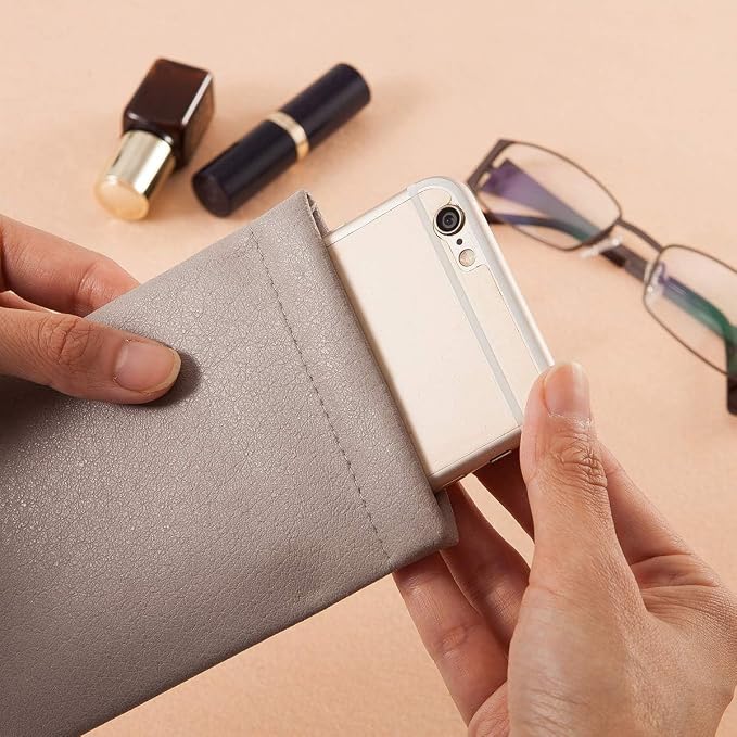 TRIUMPH VISION Eyeglass Case Glasses Case Soft Sunglass Pouch Sleeve 3 Pack | Slim Lightweight Alternative to Bulky Case, Leather Lined Protect Lens, Squeeze Easy to Use, Stylish Portable for Daily Use