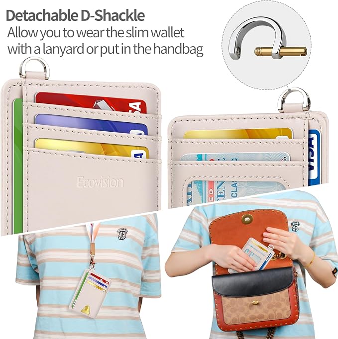 Slim Minimalist Front Pocket Wallet, RFID Blocking Credit Card Holder Wallet with Detachable D-Shackle for Men Women