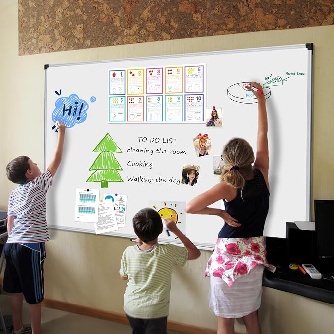 XBoard Magnetic Dry Erase Board 72" x 40" Wall Mounted, Large Whiteboard with Marker Tray, Aluminum Frame Large Dry Erase Board for Office, Conference Room, School