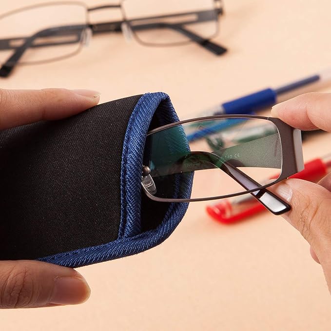 TRIUMPH VISION 3 Pack Reading Glasses Pouch Soft Case Eyeglass Sleeve Slim | Alternative to Bulky Case in bag, Lightweight Lined Padded Protect Optical lens Slip in, Cute Pattern Portable for Daily Use