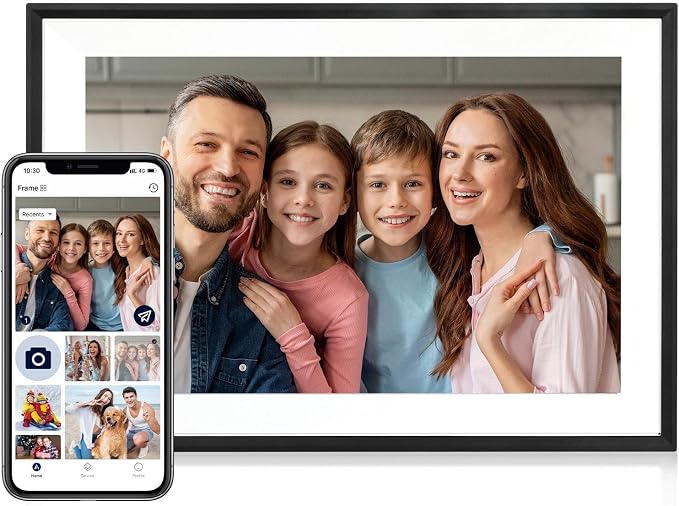 Digital Picture Frame, 10.1 Inch Picture Frame with 1280*800 HD IPS Touch Screen, Smart Digital Photo Frame Built-in 32GB Memory, Auto-Rotate Easy Setup to Share Photos or Videos via AiMOR APP (Black)
