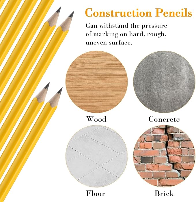 Fainne 96 Pcs Jumbo Pencil with Black Core Cedar Wooden Pencil with Eraser for Carpenters Students Teachers School Construction Woodworkers Beginners Office Workers (Yellow,Triangle)