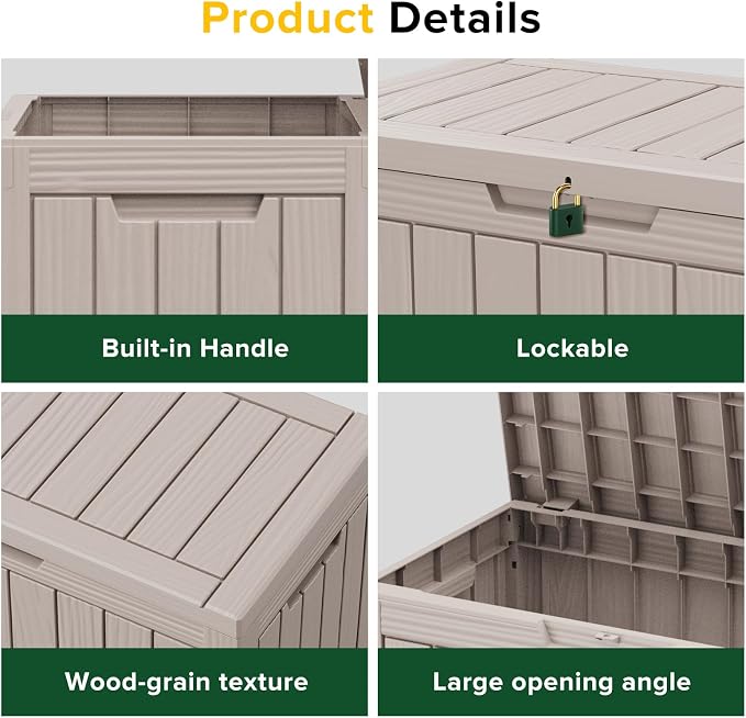 PatioZen 50 Gallon Package Delivery Boxes for Outside, Lokable Secure Resin Package Delivery Box with Lid, Weatherproof and Anti-Theft Storage for Outdoor Front Door, Porch, Curbside, House (Grey)