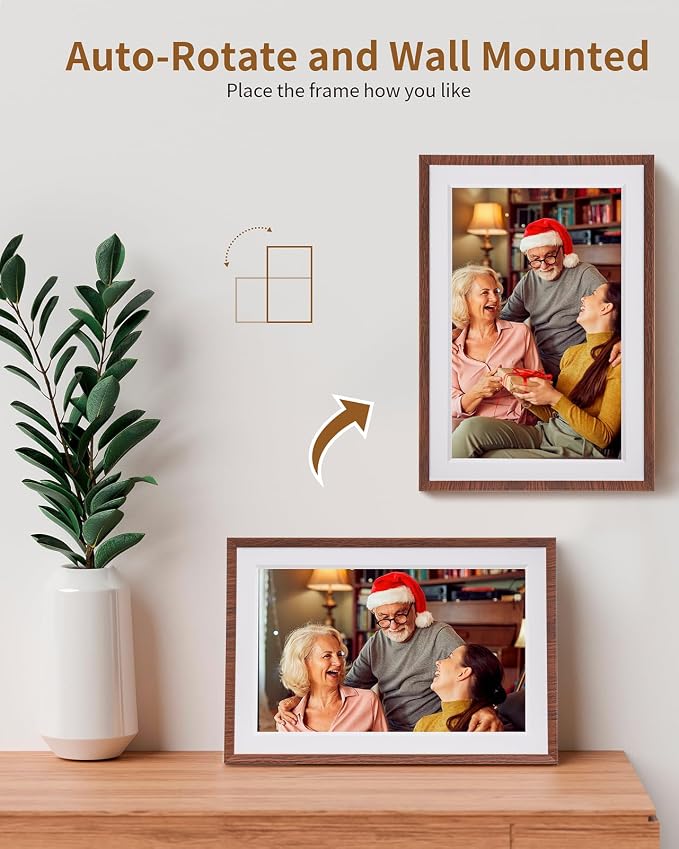 Frameo 10.1 Inch WiFi Digital Picture Frame，Electronic Frame,1280 * 800IPS HD Cloud Smart Digital Photo Frame,32GB Storage, Wall Mountable, Auto-Rotate,Easy to Share Photos or Videos via FRAMEO APP