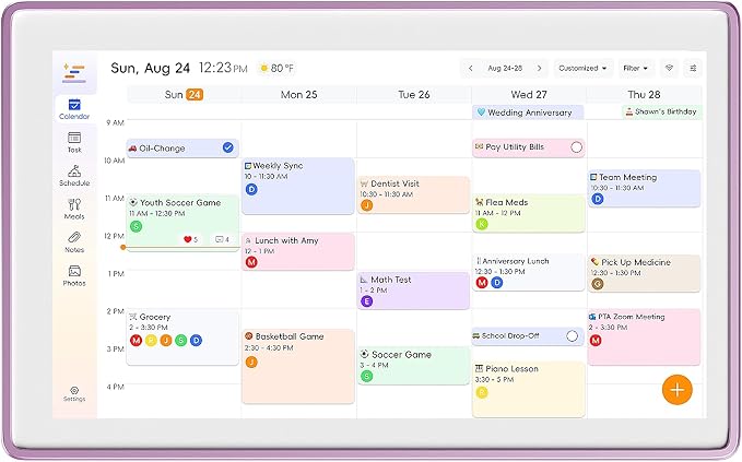15.6 Inch Digital Family Calendar, All-in-One Smart Organizer with Photo Frame, Wall-Mountable, Task Management, Schedule Planner, Pink
