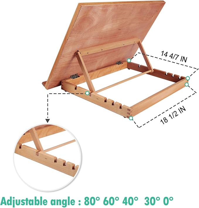 Large 5-Position Wood Drafting Table Easel Drawing &Sketching Board | 23 2/9 Inches by 16 1/2 Inches