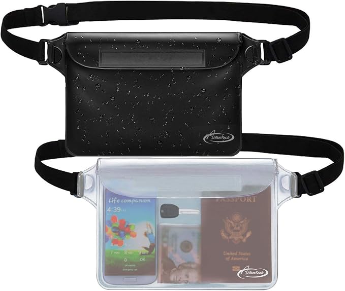 AiRunTech Waterproof Fanny Pack,Phone Pouch Dry Bag for Passport Wallet Purse,Floating Waterproof Bags for Travel Beach Swimming Kayaking Boating Cruise Accessories