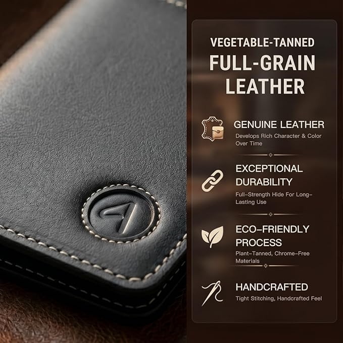 ALLIVE Passport Holder for Travel, Genuine Leather Passport Holder with AirTag Slot, Magnetic Closure, RFID Blocking Passport Cover Travel Wallet for Women Men