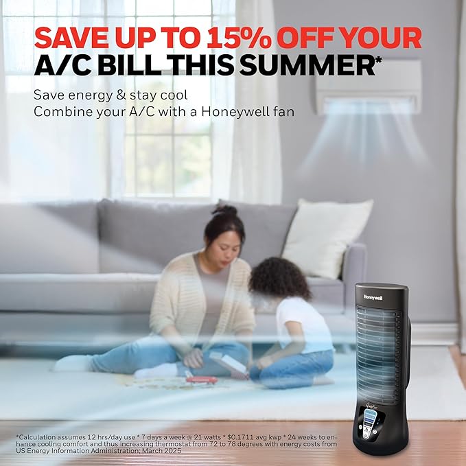 Honeywell QuietSet Personal Table Fan, Oscillating Personal Desk Fan For Bedroom with Quiet Operation, 4 Levels of Power and Sound, Black, HTF210B