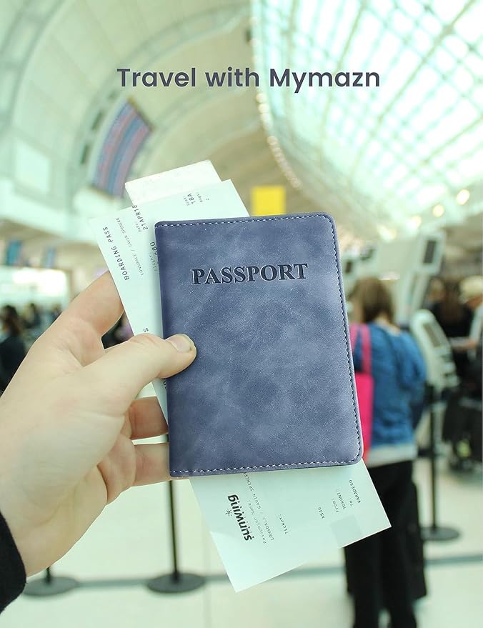 Passport Holder Travel Wallet Passport Case Cover | Vaccination Card Holder, RFID Blocking, Clear Pocket For Photo