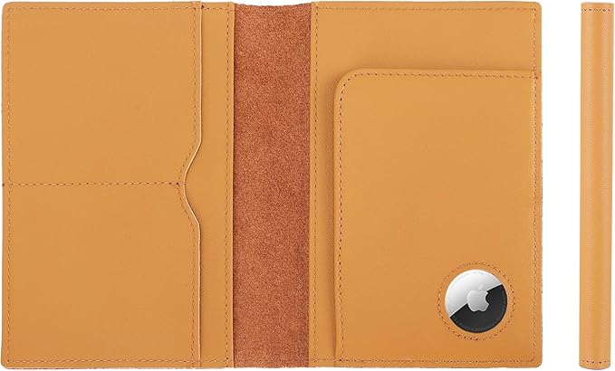 STAR VISTA Albatross Leather Travel Passport Holder, Minimalist Design, Calfskin Leather Case for Women and Men - Slim Passport Wallet, Bifold, RFID Blocking, with AirTag Holder, Honey