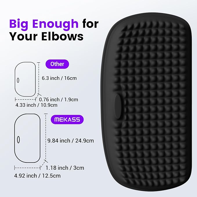 MEKASS Elbow Pad for Desk, Thicken & Large Memory Foam Elbow Rest Padding with Non-Slip, Ergonomic Desk Edge Cushion, Armrest Pad Wrist Rest Comfort Support for Office Home (2 Pcs Black)