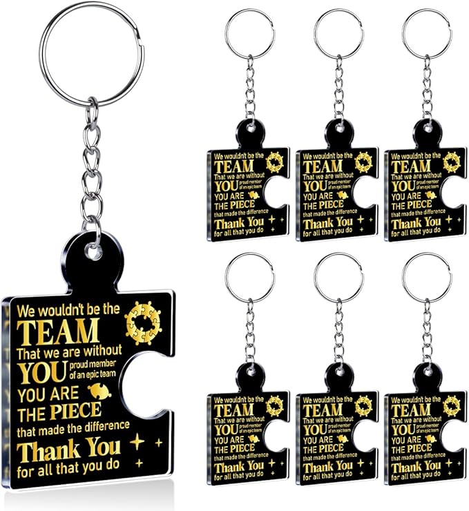 Team Appreciation Gifts Bulk Thank You Keychains for Coworkers | Gift Set for Employee, Staff, Teachers, Teamwork Puzzle Piece Keyring, Acrylic