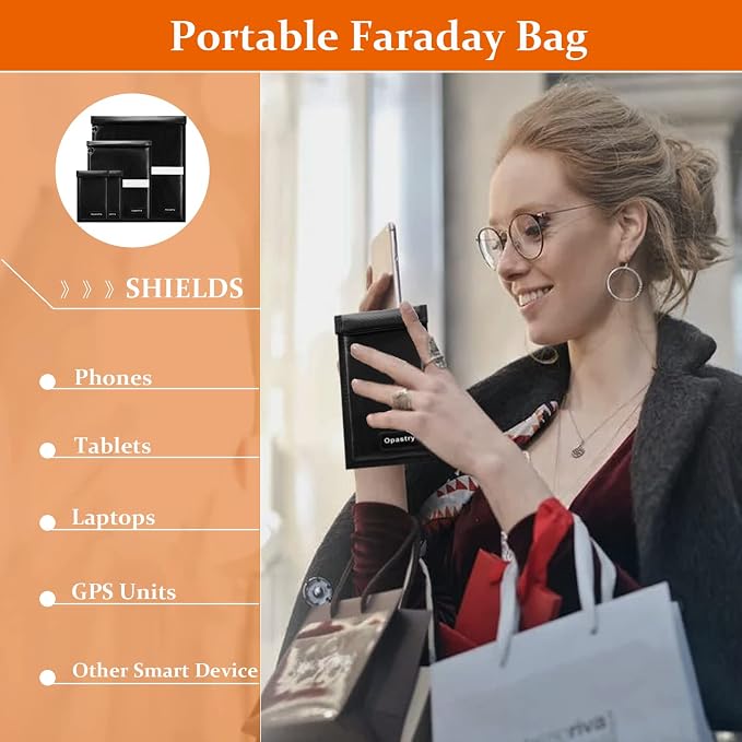 4 Pack Faraday Bags EMP Proof, Faraday Bag for Laptops & Tablets & Phones & Key Fob, Anti-Tracking Fireproof & Waterproof