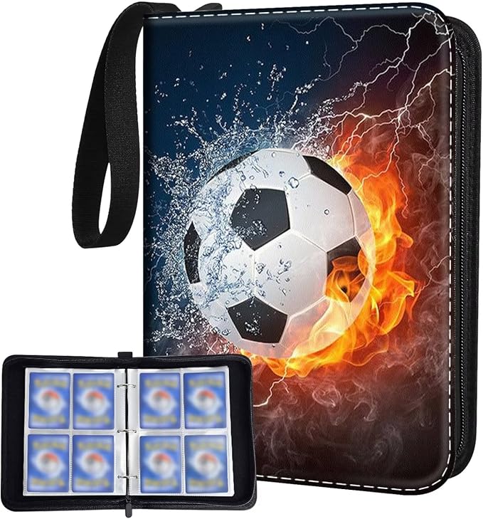Soccer Card Binder Holder 480 Pockets with 60 Removable Sleeves, Portable Sports Trading Cards Binder Album Collector Organizer Protectors with Zipper,Waterproof