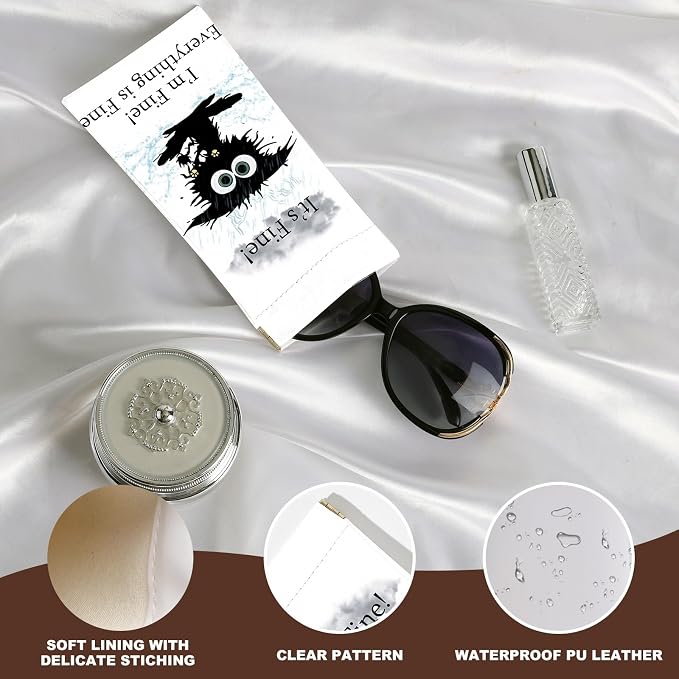 Anikathy 2Pcs Sunglass Eyeglass Glasses Case Soft PU Leather with Cleaning Cloth Cute Glasses Pouch Bag for Men Women Girs