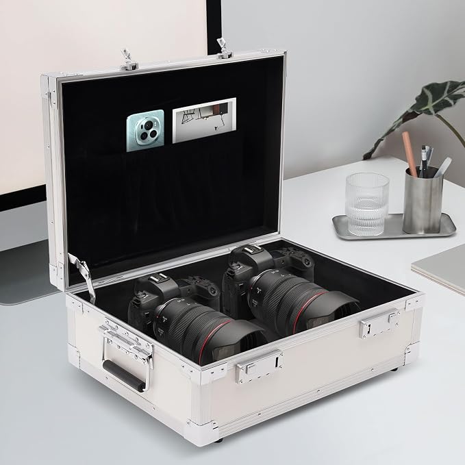 Document Organizer with Lock Fireproof Safe Box with Bilateral Code Lock Chest Safe with Carrying Handle to Secure Money Jewelry Documents (Silver)
