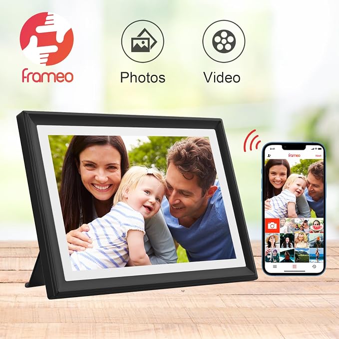 32GB FRAMEO 10.1 Inch WiFi Digital Photo Frame, 1280x800 HD IPS LCD Touch Screen, Auto-Rotate Portrait and Landscape, 32GB Storage, Share Moments Instantly via Frameo App from Anywhere
