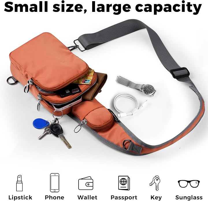 Sling Bag, Crossbody Bag with Zipper Lock, RFID Blocking & Water Resistant for Men and Women