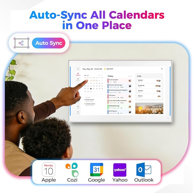 DXMART 15.6 inch Smart Digital Calendar & Chore Chart, LED Reminder Light, Wall & DeskMount - Smart Family Planner for Daily Schedules, Meal Planning, and Household Organization, Digital Photo Frame Functon