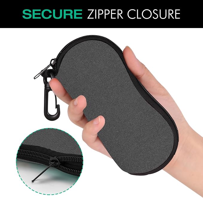 MoKo Sunglasses Soft Case Ultra Light Neoprene Zipper Eyeglass Case for Men Women