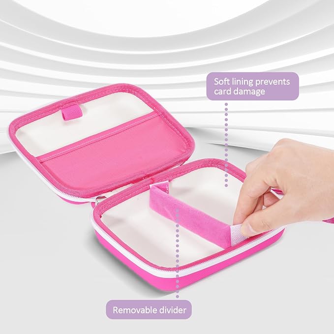 ProCase Hard Playing Card Game Carrying Case, Travel Storage Box Holds 300+ Trading Cards, Bag Holder for Classic Board Game UNO, Five Crowns，SKYJO, PlayMonster and More (Case Only) -Pink