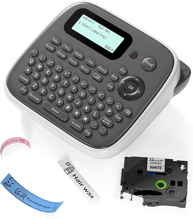 Label Maker Machine with-Tape, Label Maker Waterproof-Labels, Portable Labeler Machine with Keyboard, D210S Label Maker Multiple Symbols for Home Small Business Kids Teachers School Supplies