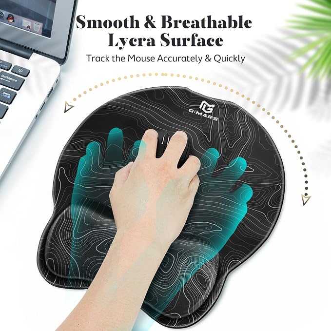 Gimars Upgrade 3 in 1 Enlarge Superfine Smooth Gel Ergonomic Mouse Pad Wrist Support and Keyboard Wrist Rest for Computer, Laptop, Mac, Gaming and Office, Durable, Comfortable and Pain Relief, Map