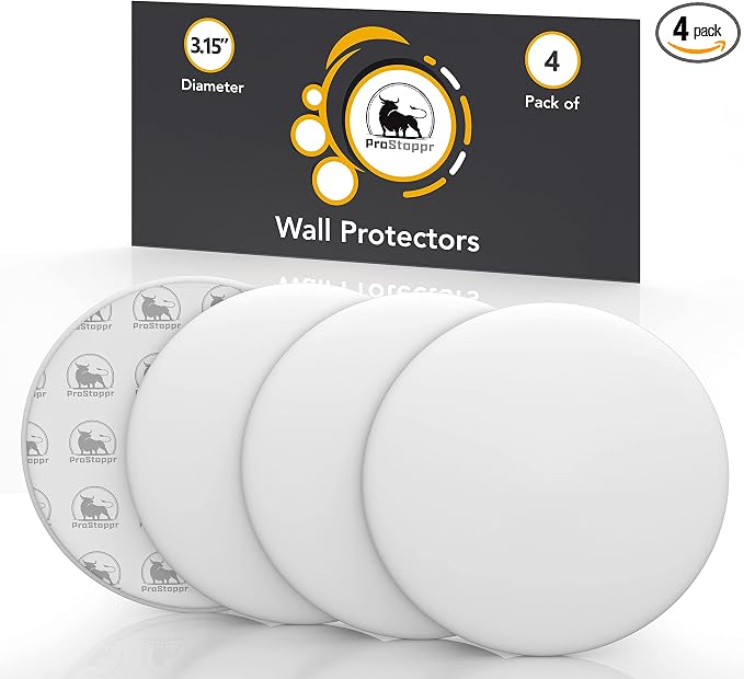 Door Stoppers - Large 3.15" (4 Pack) - Door Stoppers for Wall with Strong Back Adhesive - Quiet and Shock Absorbent Silicone Wall Protectors from Door Knobs - Protects Every Surface - White
