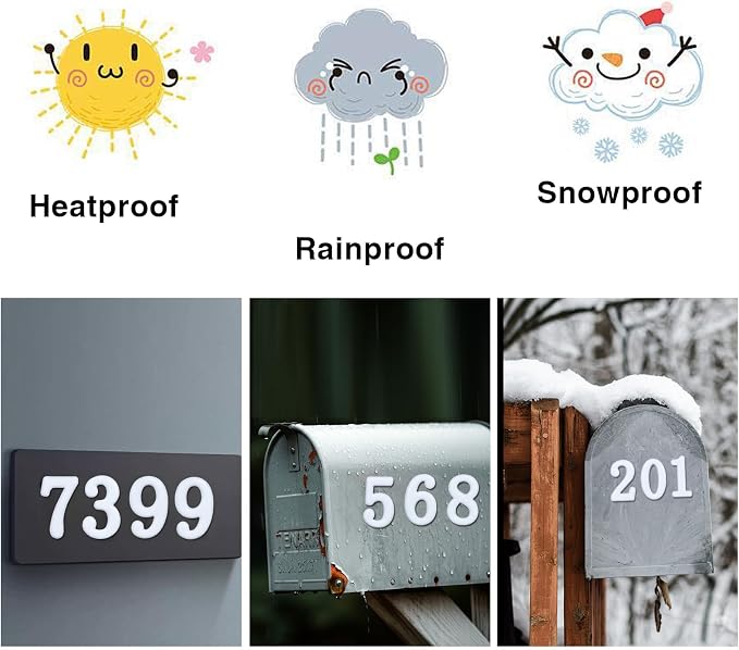 opasyo 30 Pieces Mailbox Numbers for Outside 2 inch 0-9 Self-Adhesive Mail Box Numbers,3D Gold House Numbers for Mailbox, Apartment, House, Trash Bins,Office Hotel Room (White, 2inch)