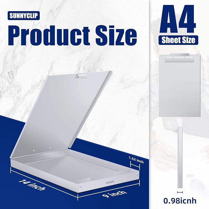 Metal Clipboard with Storage, Letter Size Form Holder Portfolio Aluminum Metal Binder with High Capacity Clip Posse Box - Surface for Legal Size Paper, for Office Business Professionals Stationer