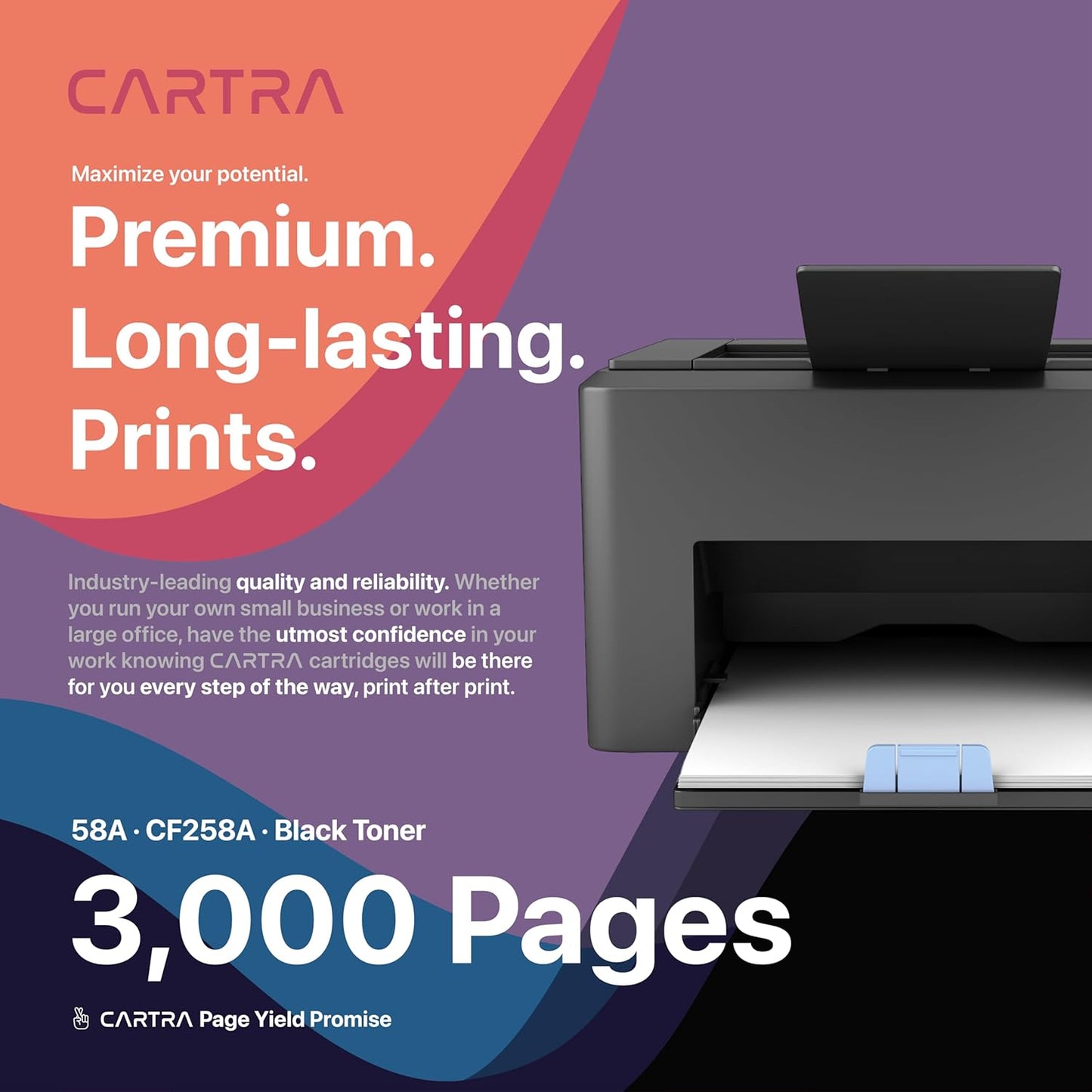 CARTRA 58A 2 Pack Toner Cartridge for HP M404 58X CF258A CF258X Black Compatible with Laserjet Enterprise M404n, M404dn, M404dw, M428dw, M428fdn, M428fdw, M428, M406dn, M406, M430f, M430