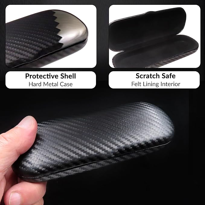 MyEyeglassCase Men Small Glasses case - Eyeglasses Hard Shell Holder Pouch & Cloth-Reading Slim & Narrow Case Heavy Duty
